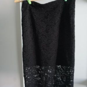 Black lace midi skirt